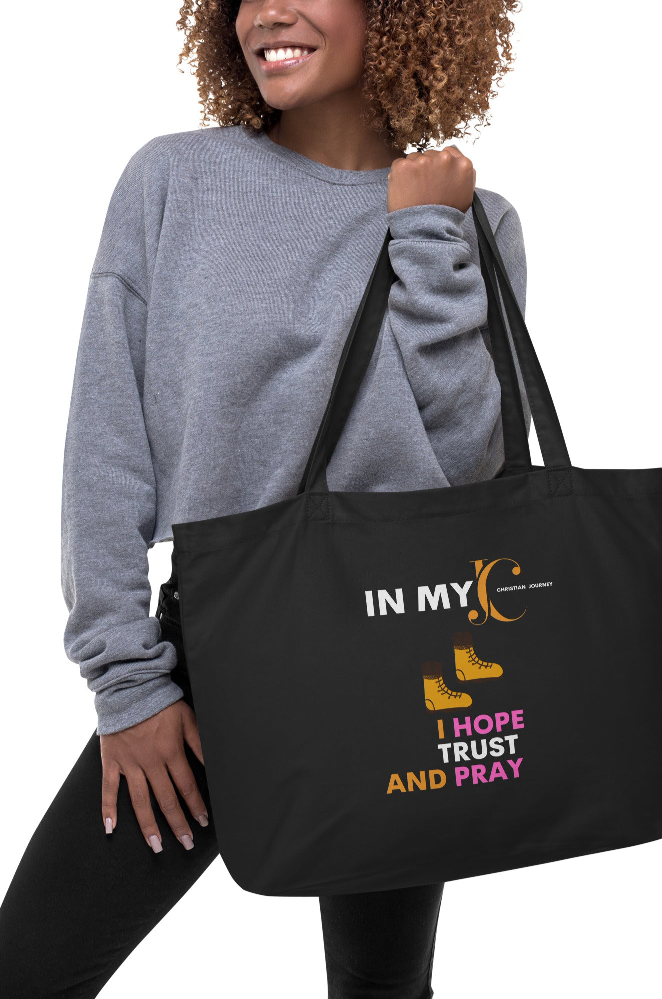 Faith Journey Bundle: in My Christian Journey, I Hope, Trust and Pray Large organic tote bag
